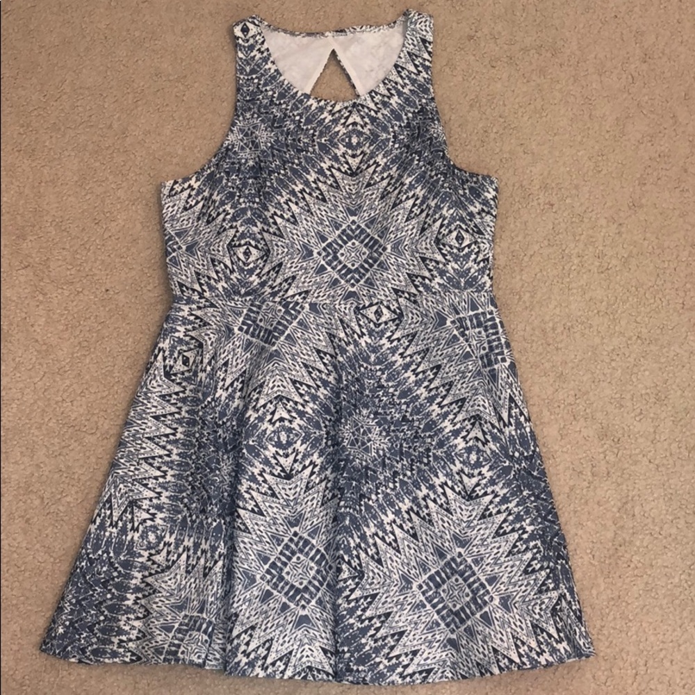 Blue Geometric Print Dress